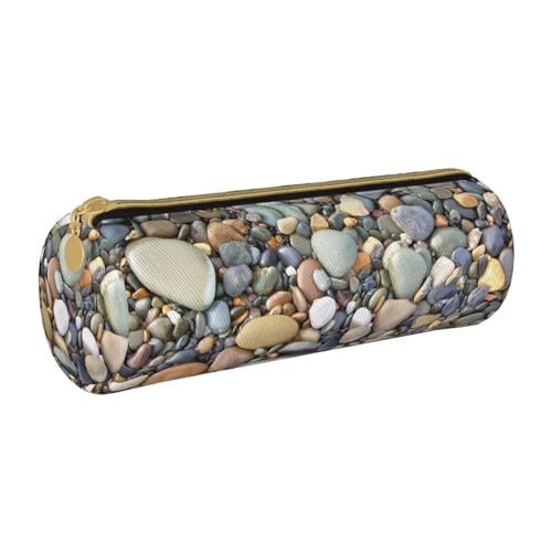 AMINNU Pretty Stones Zylinder-Federmäppchen, strapazierfähiges Federmäppchen, Schüler-Federmäppchen, Reißverschluss-Federmäppchen, geeignet für Schulen und Büros, Unisex, weiß, Einheitsgröße, von AMINNU