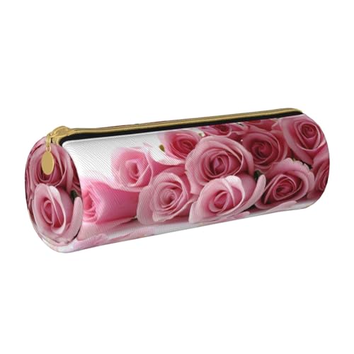 AMINNU Rosenzylinder-Federmäppchen, strapazierfähiges Federmäppchen, Schüler-Federmäppchen, Reißverschluss-Federmäppchen, geeignet für Schulen und Büros, Unisex, weiß, Einheitsgröße, Kosmetiktasche von AMINNU