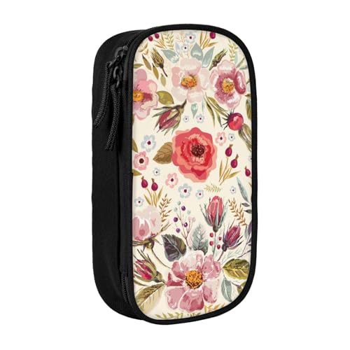 AMINNU Rustikale Rose Blume Federmäppchen, Multifunktionales Federmäppchen, Schülermäppchen, mit Reißverschluss, geeignet für Schulen und Büros, Unisex, Schwarz , Einheitsgröße, Kosmetiktasche von AMINNU