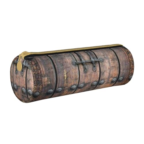 AMINNU Rustikales Federmäppchen aus Holz, zylinderförmig, langlebig, Schüler-Federmäppchen, Reißverschluss-Federmäppchen, geeignet für Schulen und Büros, Unisex, weiß, Einheitsgröße, Kosmetiktasche von AMINNU