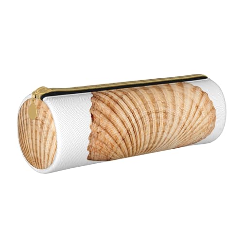 AMINNU Scallop Seashell Zylinder Federmäppchen, strapazierfähiges Federmäppchen, Schüler-Federmäppchen, Reißverschluss-Federmäppchen, geeignet für Schulen und Büros, Unisex, weiß, Einheitsgröße, von AMINNU