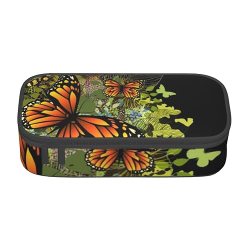 AMINNU Schmetterling Große Kapazität Federmäppchen Multifunktional Federmäppchen Federmäppchen für Teenager mit Reißverschluss Geeignet für Schulen und Büros, Schwarz , Einheitsgröße, Kosmetiktasche von AMINNU
