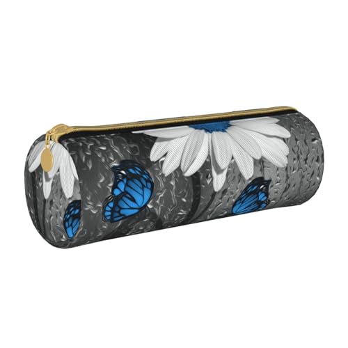 AMINNU Schöne Blumen Zylinder Federmäppchen Langlebig Federmäppchen Schüler Federmäppchen Reißverschluss Federmäppchen Geeignet für Schulen und Büros, Unisex, weiß, Einheitsgröße, Kosmetiktasche von AMINNU