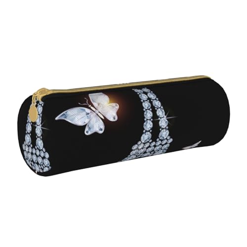 AMINNU Schönes Zylinder-Federmäppchen, strapazierfähiges Federmäppchen, Schüler-Federmäppchen, Reißverschluss-Federmäppchen, geeignet für Schulen und Büros, Unisex, weiß, Einheitsgröße, Kosmetiktasche von AMINNU