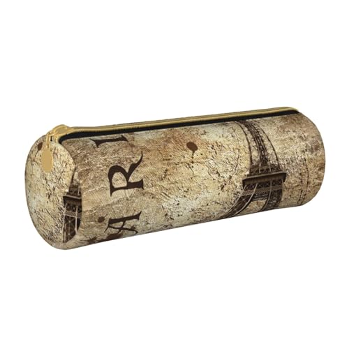 AMINNU Schönes Zylinder-Federmäppchen, strapazierfähiges Federmäppchen, Schüler-Federmäppchen, Reißverschluss-Federmäppchen, geeignet für Schulen und Büros, Unisex, weiß, Einheitsgröße, Kosmetiktasche von AMINNU