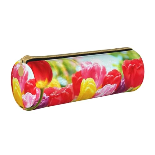 AMINNU Schönes Zylinder-Federmäppchen, strapazierfähiges Federmäppchen, Schüler-Federmäppchen, Reißverschluss-Federmäppchen, geeignet für Schulen und Büros, Unisex, weiß, Einheitsgröße, Kosmetiktasche von AMINNU