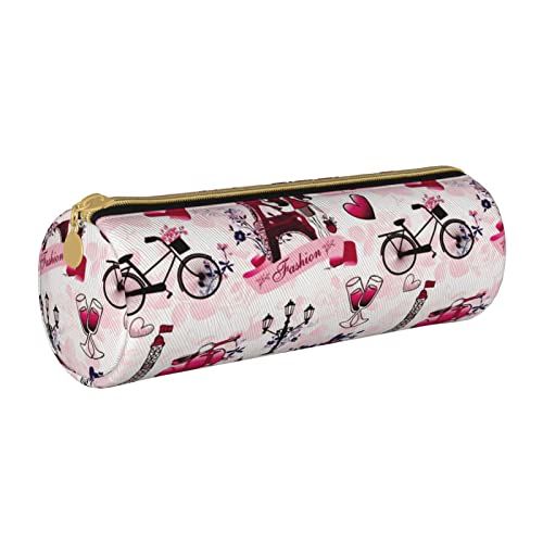 AMINNU Schönes Zylinder-Federmäppchen, strapazierfähiges Federmäppchen, Schüler-Federmäppchen, Reißverschluss-Federmäppchen, geeignet für Schulen und Büros, Unisex, weiß, Einheitsgröße, Kosmetiktasche von AMINNU