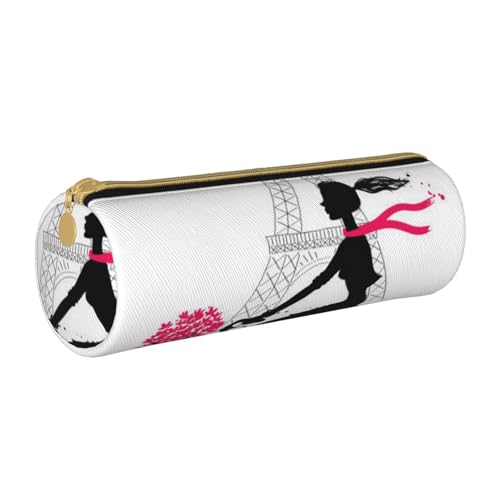 AMINNU Schönes Zylinder-Federmäppchen, strapazierfähiges Federmäppchen, Schüler-Federmäppchen, Reißverschluss-Federmäppchen, geeignet für Schulen und Büros, Unisex, weiß, Einheitsgröße, Kosmetiktasche von AMINNU