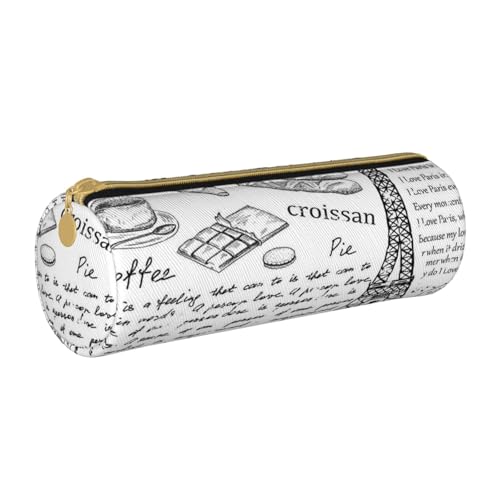 AMINNU Schönes Zylinder-Federmäppchen, strapazierfähiges Federmäppchen, Schüler-Federmäppchen, Reißverschluss-Federmäppchen, geeignet für Schulen und Büros, Unisex, weiß, Einheitsgröße, Kosmetiktasche von AMINNU