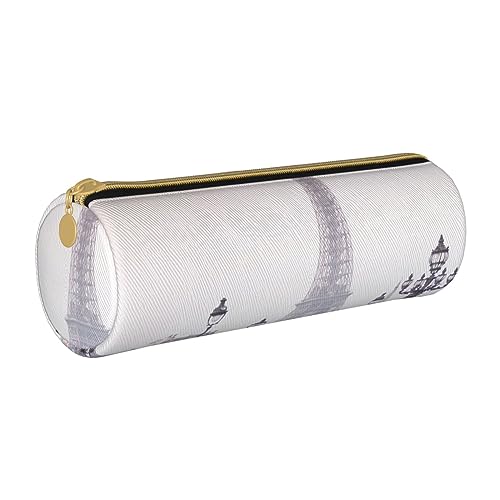 AMINNU Schönes Zylinder-Federmäppchen, strapazierfähiges Federmäppchen, Schüler-Federmäppchen, Reißverschluss-Federmäppchen, geeignet für Schulen und Büros, Unisex, weiß, Einheitsgröße, Kosmetiktasche von AMINNU
