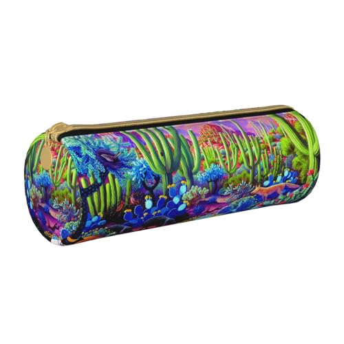 AMINNU Schönes Zylinder-Federmäppchen, strapazierfähiges Federmäppchen, Schüler-Federmäppchen, Reißverschluss-Federmäppchen, geeignet für Schulen und Büros, Unisex, weiß, Einheitsgröße, Kosmetiktasche von AMINNU