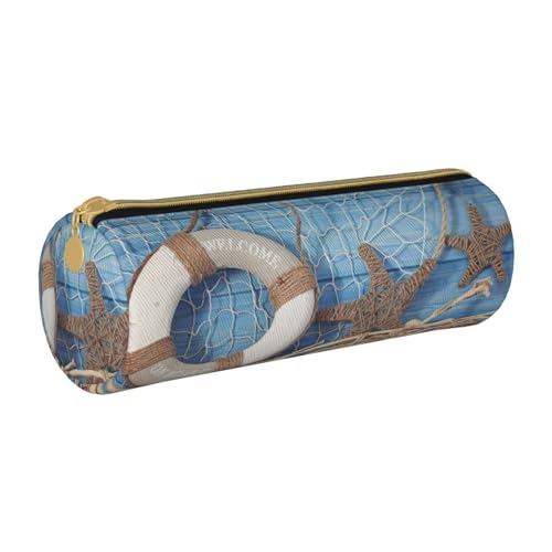 AMINNU Seashell Zylinder-Federmäppchen, strapazierfähiges Federmäppchen, Schüler-Federmäppchen, Reißverschluss-Federmäppchen, geeignet für Schulen und Büros, Unisex, weiß, Einheitsgröße, von AMINNU
