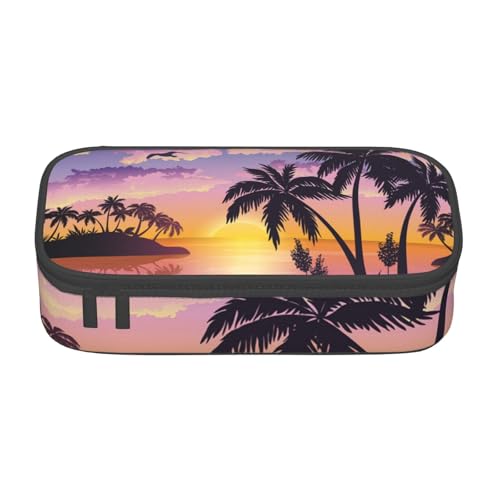 AMINNU Sommer Palme Große Kapazität Federmäppchen, Multifunktionales Federmäppchen, Federmäppchen für Teenager, mit Reißverschluss, Geeignet für Schulen und Büros., Schwarz , Einheitsgröße, von AMINNU