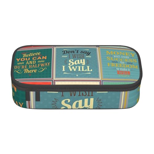 AMINNU Sprüche Große Kapazität Federmäppchen, Multifunktionales Federmäppchen, Federmäppchen für Teenager, mit Reißverschluss, geeignet für Schulen und Büros, Schwarz , Einheitsgröße, Kosmetiktasche von AMINNU