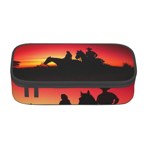 AMINNU Texas Cowboy Große Kapazität Federmäppchen, Multifunktionales Federmäppchen, Federmäppchen für Teenager, mit Reißverschluss, geeignet für Schulen und Büros, Schwarz , Einheitsgröße, von AMINNU