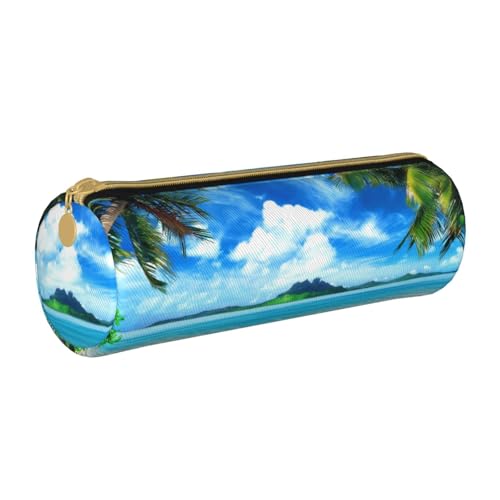 AMINNU The Sea Cylinder Pencil Case Durable Pencil Case Student Pencil Case Zipper Pencil Case Suitable for Schools and Offices, Unisex, weiß, Einheitsgröße, Kosmetiktasche von AMINNU