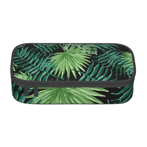 AMINNU Transparent Palmblatt Muster Große Kapazität Federmäppchen Multifunktional Federmäppchen Mäppchen für Teenager mit Reißverschluss Geeignet für Schulen und Büros, Schwarz , Einheitsgröße, von AMINNU