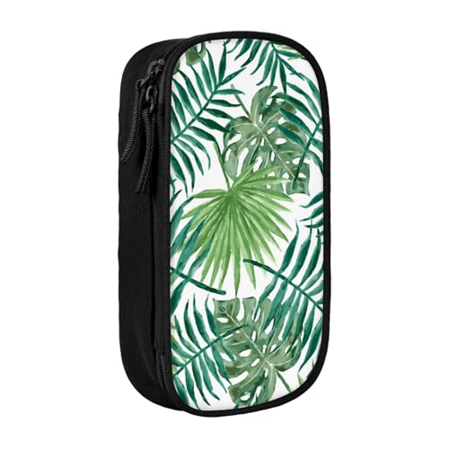 AMINNU Transparentes Palmblattmuster Federmäppchen, Multifunktionales Federmäppchen, Schülermäppchen, mit Reißverschluss, geeignet für Schulen und Büros, Unisex, Schwarz , Einheitsgröße, von AMINNU