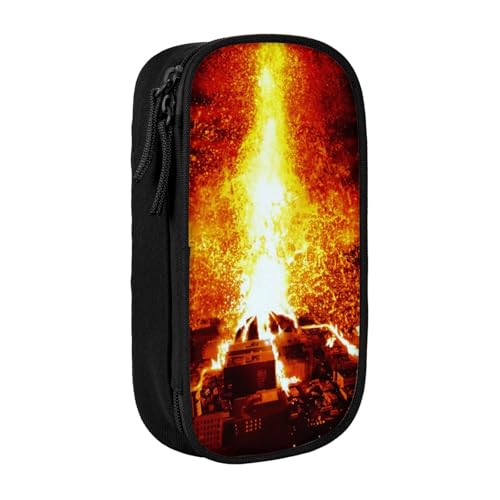 AMINNU Volcano Federmäppchen, Multifunktionales Federmäppchen, Schülermäppchen, mit Reißverschluss, geeignet für Schulen und Büros, Unisex, Schwarz , Einheitsgröße, Kosmetiktasche von AMINNU