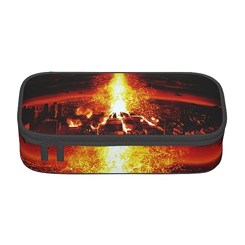 AMINNU Volcano Große Kapazität Federmäppchen, Multifunktionales Federmäppchen, Federmäppchen für Teenager, mit Reißverschluss, Geeignet für Schulen und Büros, Schwarz , Einheitsgröße, Kosmetiktasche von AMINNU