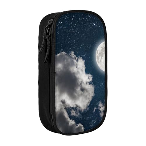AMINNU Vollmond Federmäppchen, Multifunktionales Federmäppchen, Schülermäppchen, mit Reißverschluss, geeignet für Schulen und Büros, Unisex, Schwarz , Einheitsgröße, Kosmetiktasche von AMINNU