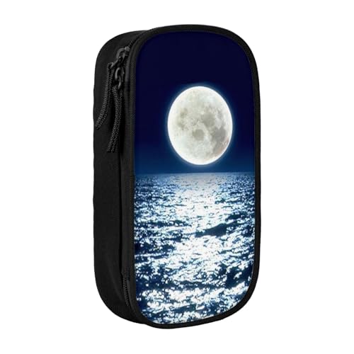 AMINNU Vollmond in Nacht Federmäppchen, Multifunktionales Federmäppchen, Schülermäppchen, mit Reißverschluss, geeignet für Schulen und Büros, Unisex, Schwarz , Einheitsgröße, Kosmetiktasche von AMINNU