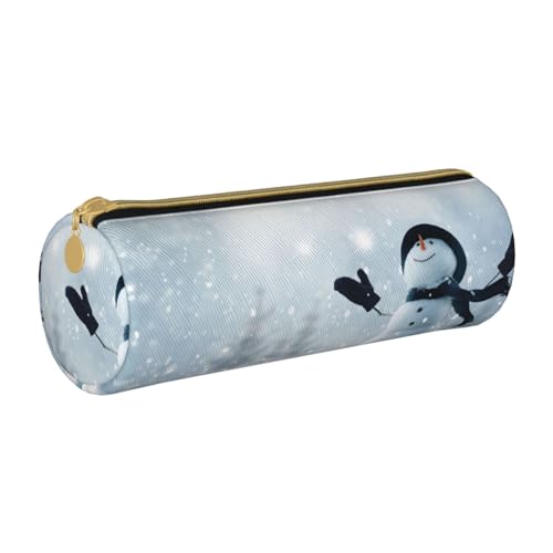 AMINNU Weihnachten Happy Snowman Zylinder Federmäppchen Langlebig Federmäppchen Schüler Federmäppchen Reißverschluss Federmäppchen Geeignet für Schulen und Büros, Unisex, weiß, Einheitsgröße, von AMINNU