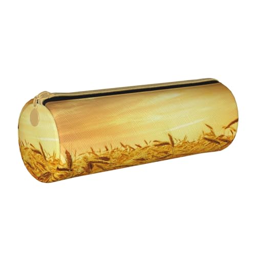 AMINNU Weizenfeld-Zylinder-Federmäppchen, strapazierfähiges Federmäppchen, Schüler-Federmäppchen, Reißverschluss-Federmäppchen, geeignet für Schulen und Büros, Unisex, weiß, Einheitsgröße, von AMINNU