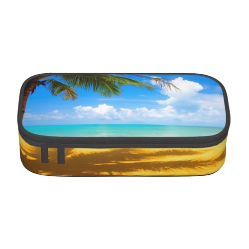 AMINNU Wolken und Palmen Strände Große Kapazität Federmäppchen, Multifunktionales Federmäppchen, Federmäppchen für Teenager, mit Reißverschluss, geeignet für Schulen und Büros, Schwarz , von AMINNU