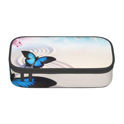 AMINNU Zen Design Schmetterling Große Kapazität Federmäppchen Multifunktional Federmäppchen für Teenager mit Reißverschluss Geeignet für Schulen und Büros, Schwarz , Einheitsgröße, Kosmetiktasche von AMINNU