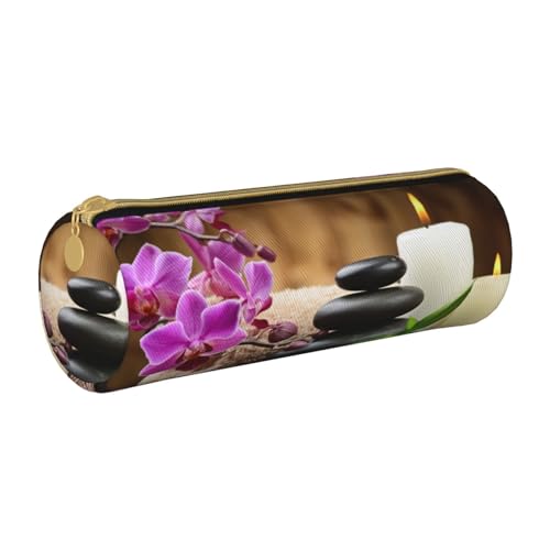 AMINNU Zen Stone Cylinder Pencil Case, Durable Pencil Case Student Pencil Case Zipper Pencil Case Suitable for Schools and Offices, Unisex, weiß, Einheitsgröße, Kosmetiktasche von AMINNU