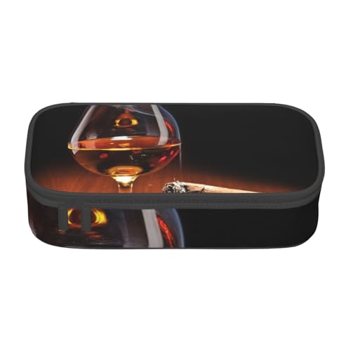 AMINNU Zigarre und Whiskey Große Kapazität Federmäppchen, Multifunktionales Federmäppchen, Federmäppchen für Teenager, mit Reißverschluss, geeignet für Schulen und Büros., Schwarz , Einheitsgröße, von AMINNU