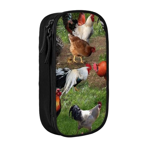 Bauernhoftier Federmäppchen, Multifunktionales Federmäppchen, Schülermäppchen, mit Reißverschluss, geeignet für Schulen und Büros, Unisex, Schwarz , Einheitsgröße, Kosmetiktasche von AMINNU