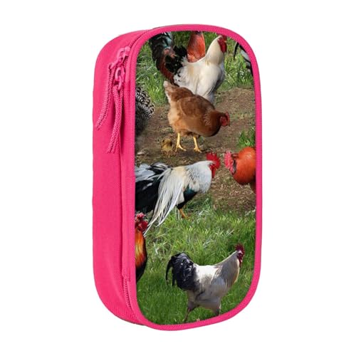 Bauernhoftier Federmäppchen, Multifunktionales Federmäppchen, Schülermäppchen, mit Reißverschluss, geeignet für Schulen und Büros, Unisex, rose, Einheitsgröße, Kosmetiktasche von AMINNU