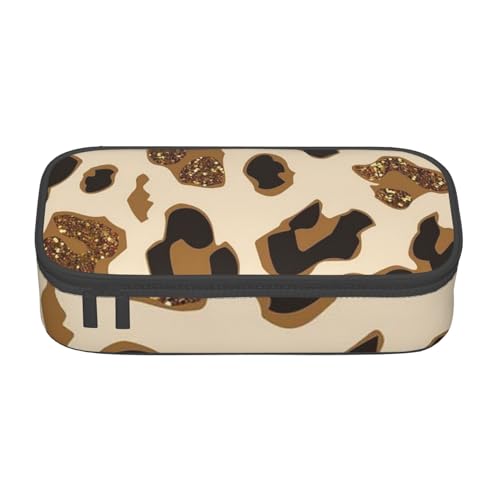 Tier Leopard Große Kapazität Federmäppchen Multifunktionales Federmäppchen Mäppchen für Teenager mit Reißverschluss Geeignet für Schulen und Büros, Schwarz , Einheitsgröße, Kosmetiktasche von AMINNU