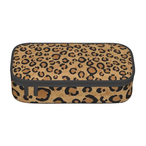 Wild Leopard Tier Große Kapazität Federmäppchen Multifunktional Mäppchen Mäppchen für Teenager mit Reißverschluss Geeignet für Schulen und Büros, Schwarz , Einheitsgröße, Kosmetiktasche von AMINNU
