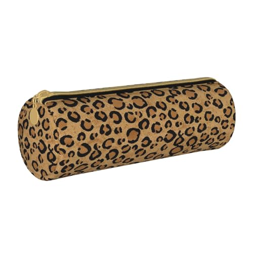 Wild Leopard Tier Zylinder Federmäppchen Langlebig Federmäppchen Schüler Federmäppchen Reißverschluss Federmäppchen Geeignet für Schulen und Büros, Unisex, weiß, Einheitsgröße, Kosmetiktasche von AMINNU