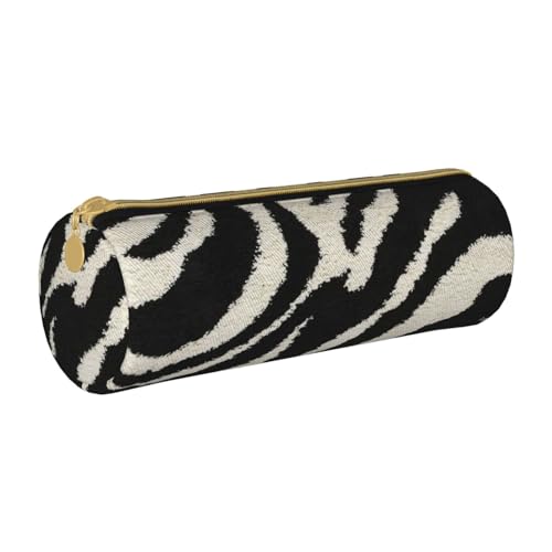 Zebra Tier Zylinder Federmäppchen Langlebig Federmäppchen Schüler Federmäppchen Reißverschluss Federmäppchen Geeignet für Schulen und Büros, Unisex, weiß, Einheitsgröße, Kosmetiktasche von AMINNU