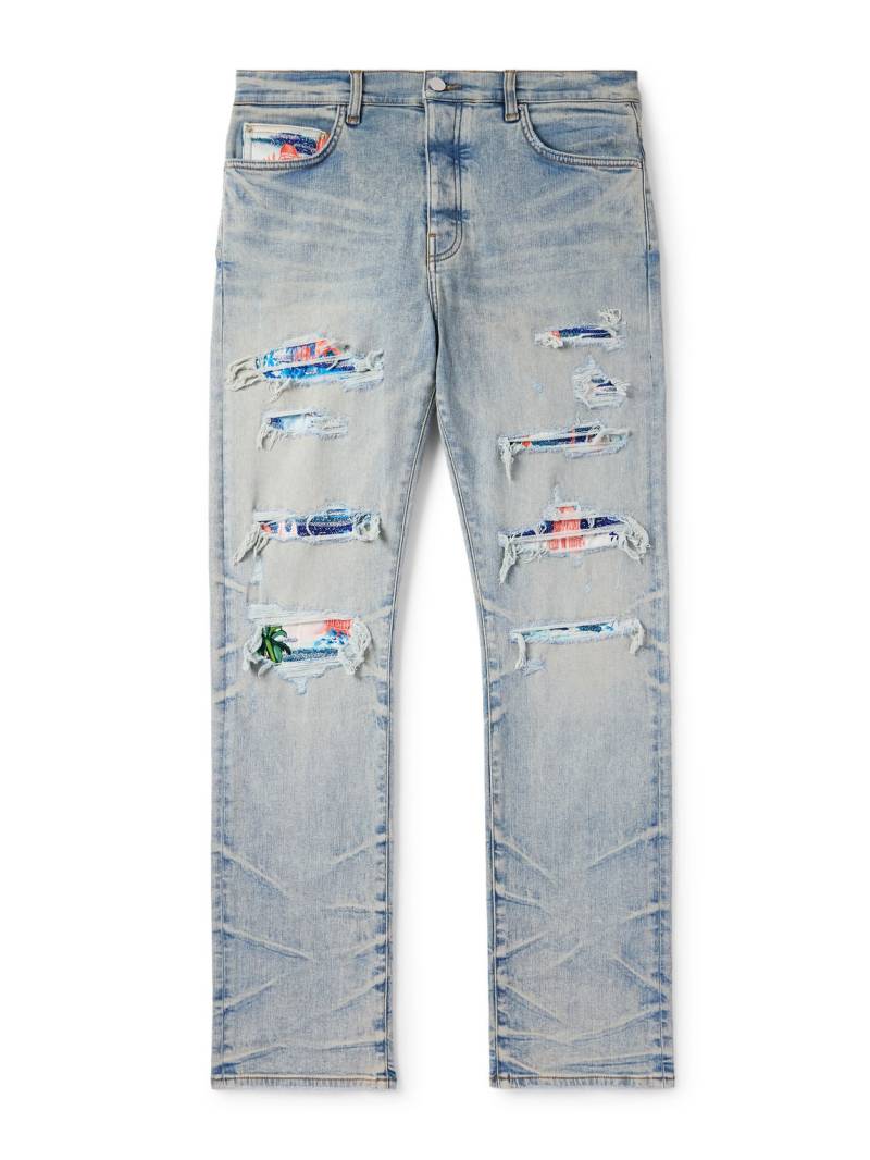 AMIRI - Aloha Thrasher Skinny-Fit Distressed Embellished Panelled Jeans - Men - Blue - UK/US 32 von AMIRI