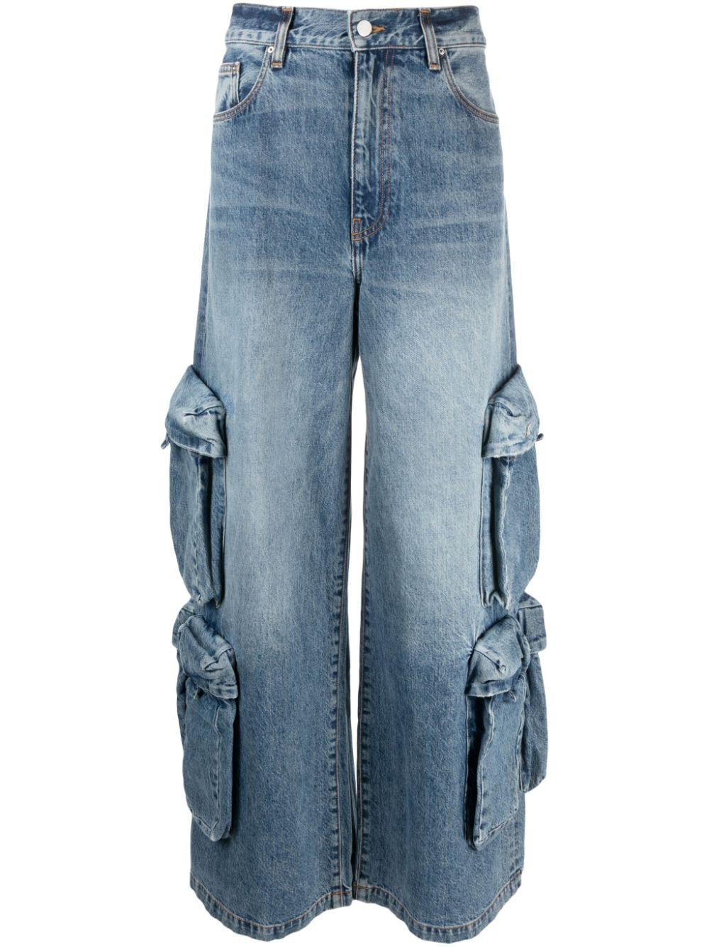 AMIRI Halbhohe Baggy Wide-Leg-Jeans - Blau von AMIRI