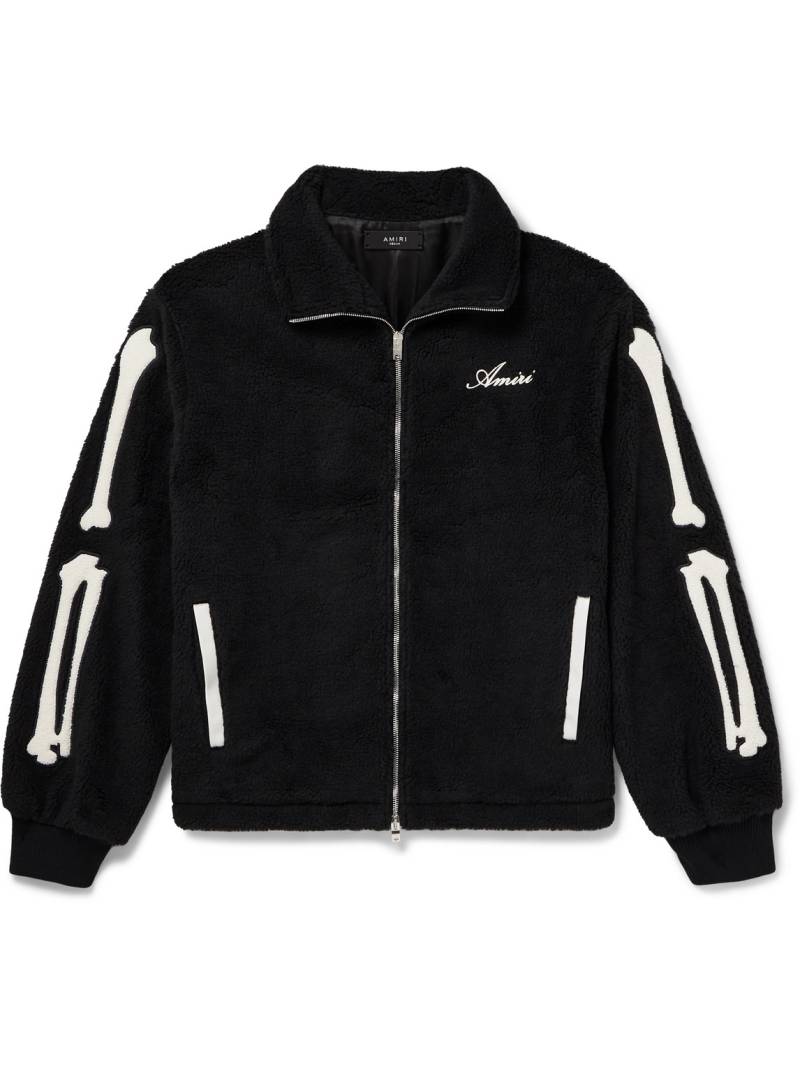 AMIRI - Bones Appliquéd Logo-Embroidered Fleece Jacket - Men - Black - XS von AMIRI