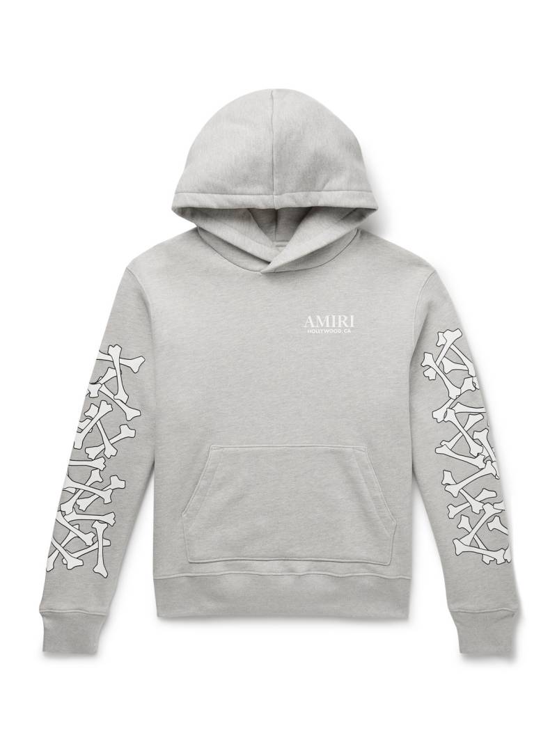 AMIRI - Bones Stacked Logo-Appliquéd Printed Cotton-Jersey Hoodie - Men - Gray - XL von AMIRI