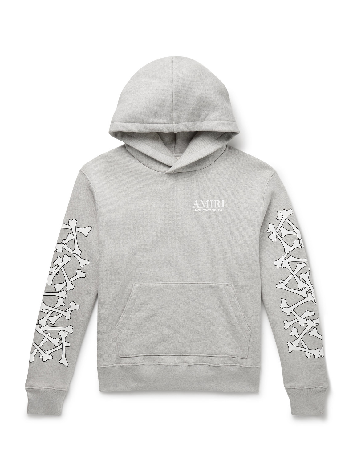 AMIRI - Bones Stacked Logo-Appliquéd Printed Cotton-Jersey Hoodie - Men - Gray - XXL von AMIRI