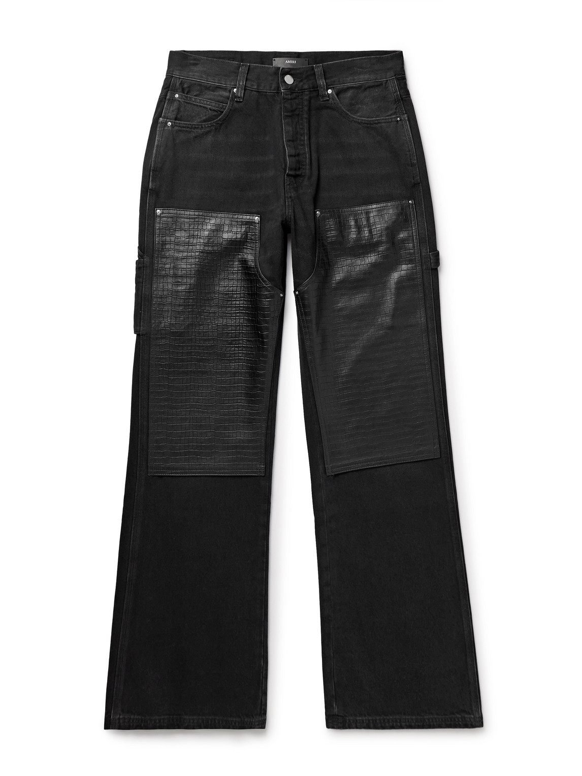 AMIRI - Carpenter Straight-Leg Croc-Effect Leather-Trimmed Jeans - Men - Black - UK/US 32 AMIRI - Carpenter Straight-Leg Croc-Effect Leather-Trimmed Jeans - Men - Black - UK/US 32 von AMIRI