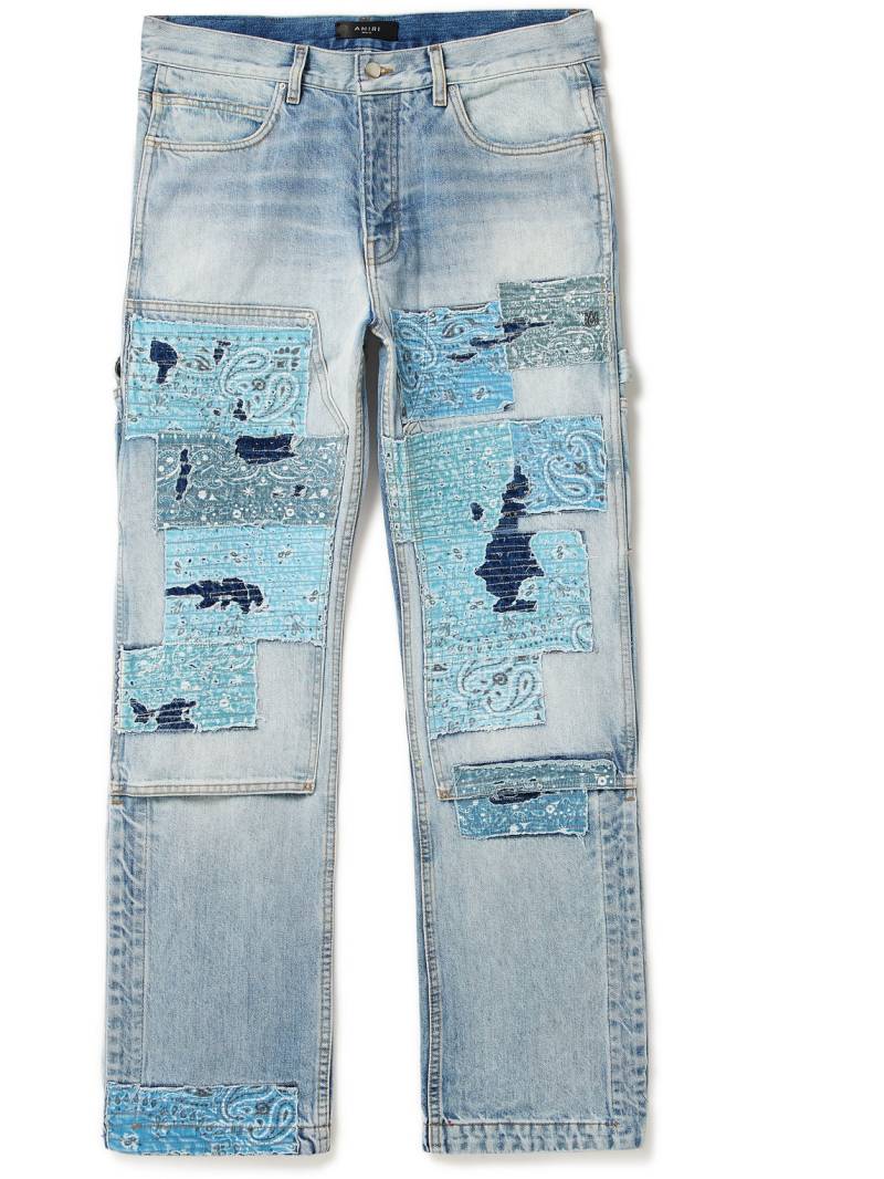 AMIRI - Carpenter Straight-Leg Distressed Patchwork Panelled Jeans - Men - Blue - UK/US 30 von AMIRI