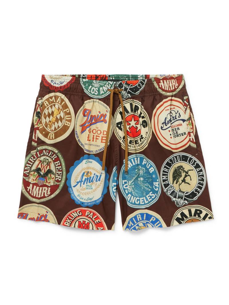 AMIRI - Coasters Straight-Leg Mid-Length Logo-Print Swim Shorts - Men - Brown - M AMIRI - Coasters Straight-Leg Mid-Length Logo-Print Swim Shorts - Men - Brown - M von AMIRI
