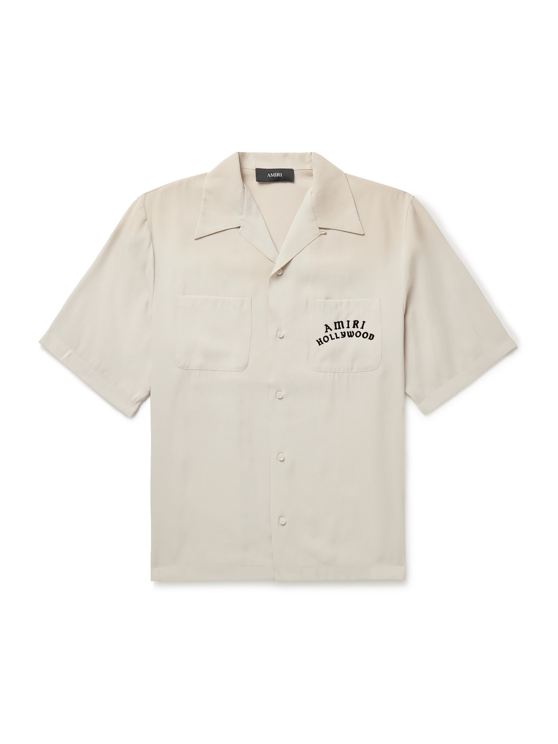 AMIRI - Convertible-Collar Logo-Flocked Modal-Blend Shirt - Men - Neutrals - M AMIRI - Convertible-Collar Logo-Flocked Modal-Blend Shirt - Men - Neutrals - M von AMIRI
