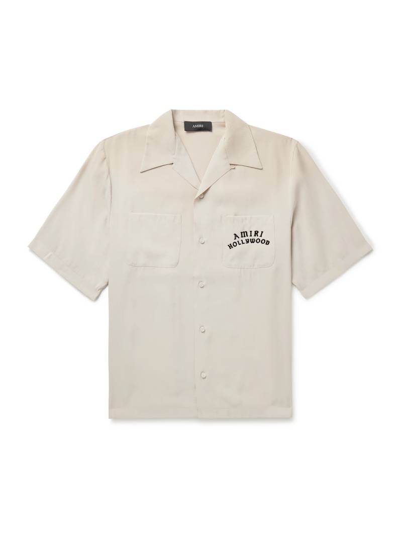 AMIRI - Convertible-Collar Logo-Flocked Modal-Blend Shirt - Men - Neutrals - S AMIRI - Convertible-Collar Logo-Flocked Modal-Blend Shirt - Men - Neutrals - S von AMIRI