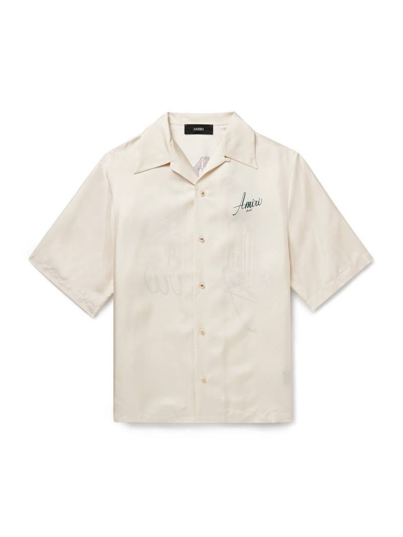 AMIRI - Convertible-Collar Logo-Print Silk-Twill Shirt - Men - Neutrals - S von AMIRI