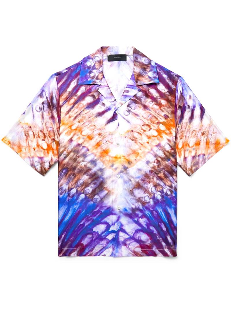 AMIRI - Convertible-Collar Tie-Dyed Silk-Twill Shirt - Men - Purple - L von AMIRI